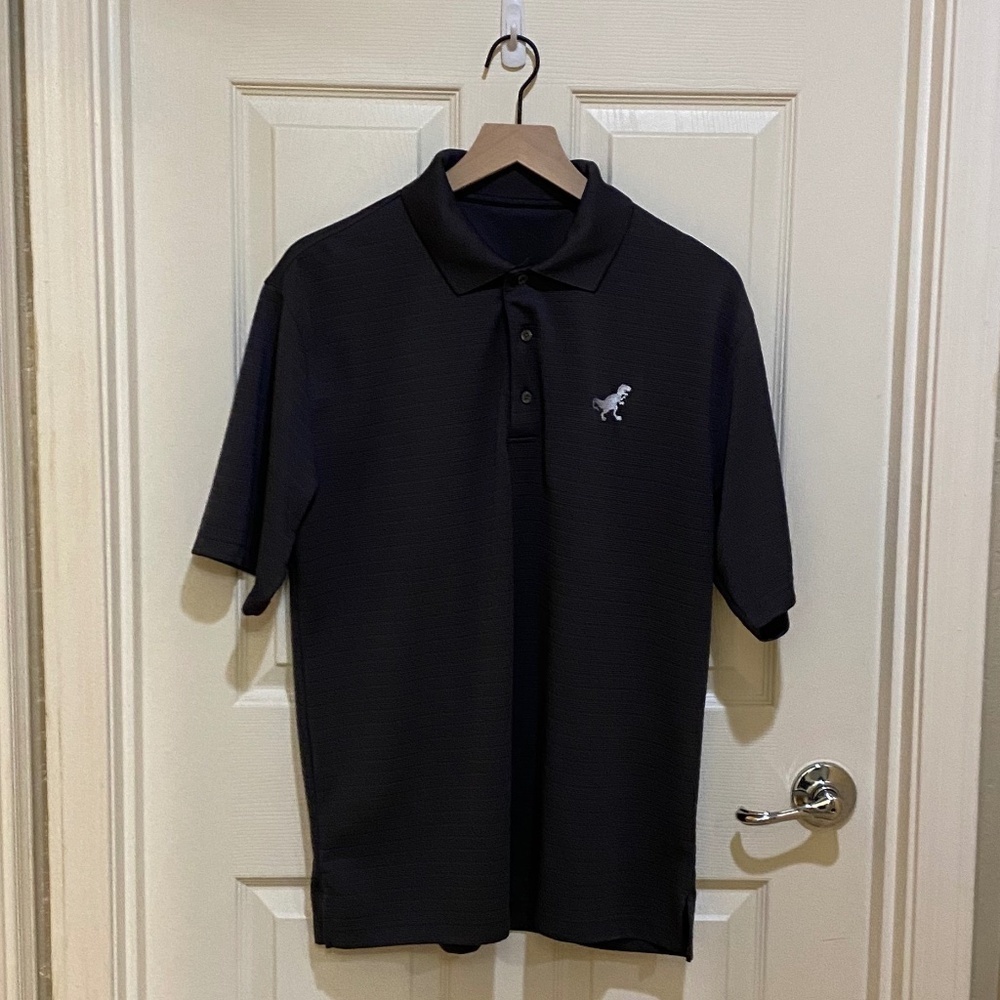 Champion's Tour--PGA-Men's‎ Large- Golf Polo-Charcoal Grey-Dinosaur Logo